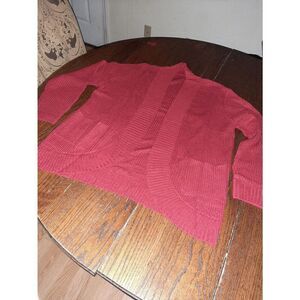 New Small Burgandy Sweater Cardigan with Pockets